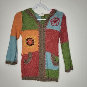 Mimi & Maggie Zip Up Cardigan Girls Size Small Colorblock